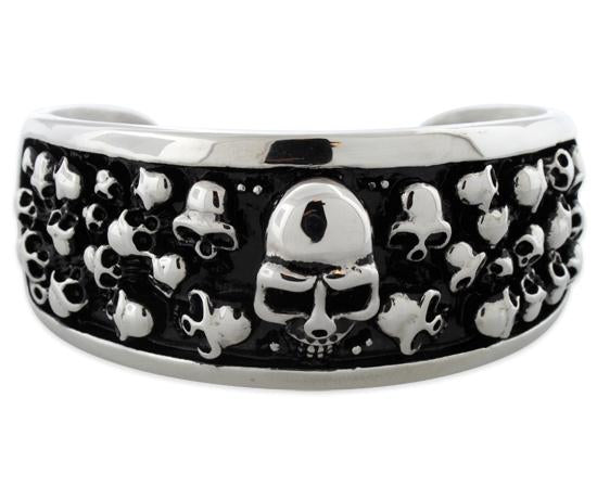Stainless Steel Multiple Skull Bangle Bracelet