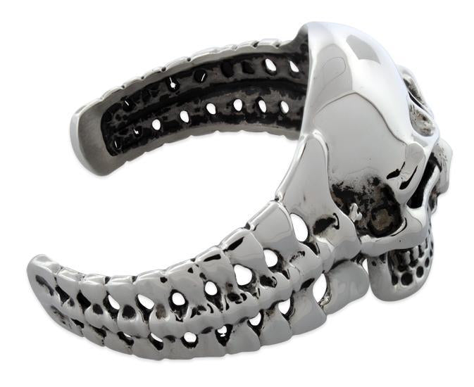 Stainless Steel Vertebrae Skull Bangle Bracelet