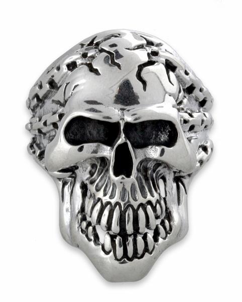 Sterling Silver Chained Skull Ring