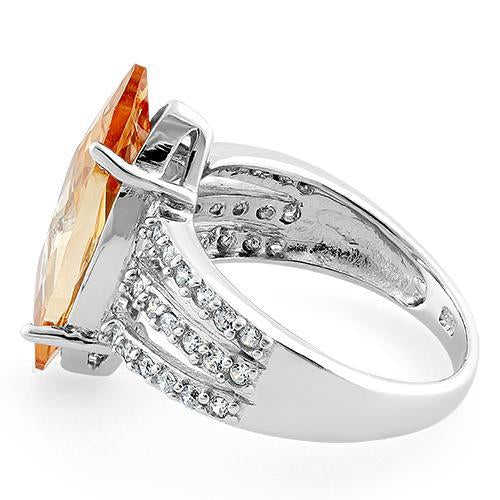 Sterling Silver Champagne Marquise CZ Ring