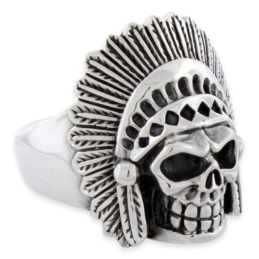 Sterling Silver Chief Skull Ring