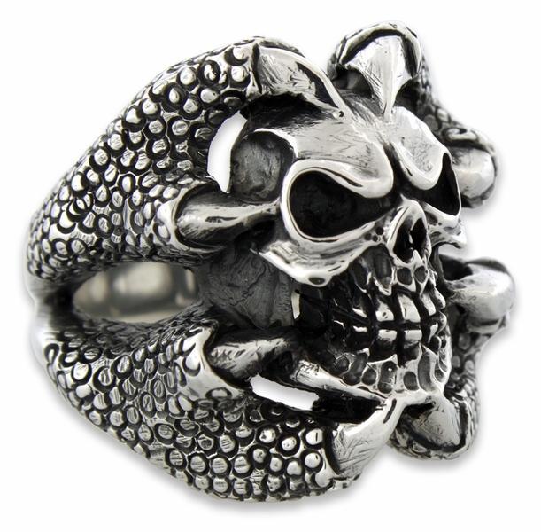 Sterling Silver Claw Holding Skull Ring