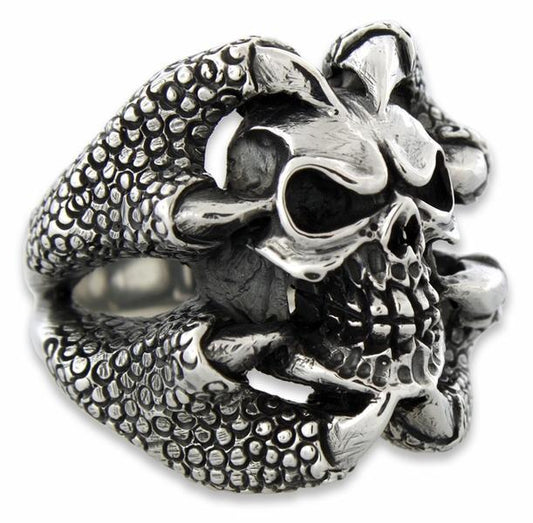 Sterling Silver Claw Holding Skull Ring