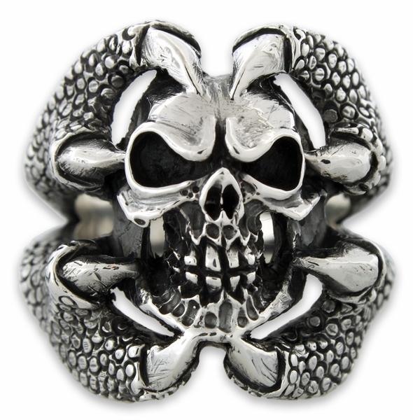 Sterling Silver Claw Holding Skull Ring