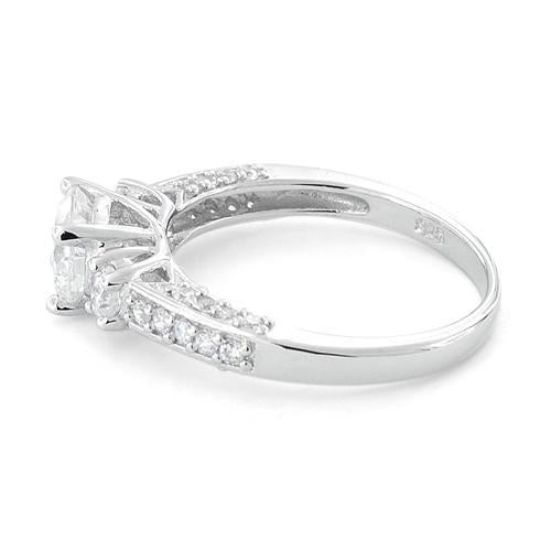 Sterling Silver Clear Round Cut Engagement CZ Ring