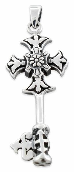 Sterling Silver Cross Key Pendant