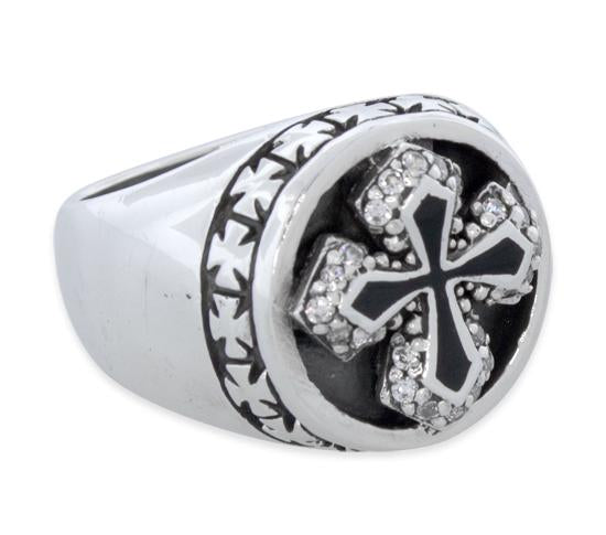 Sterling Silver CZ Cross Ring