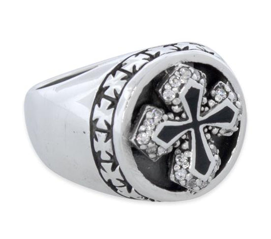 Sterling Silver CZ Cross Ring