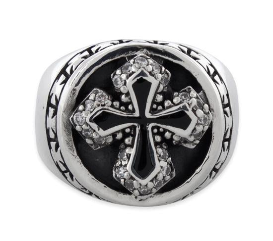 Sterling Silver CZ Cross Ring