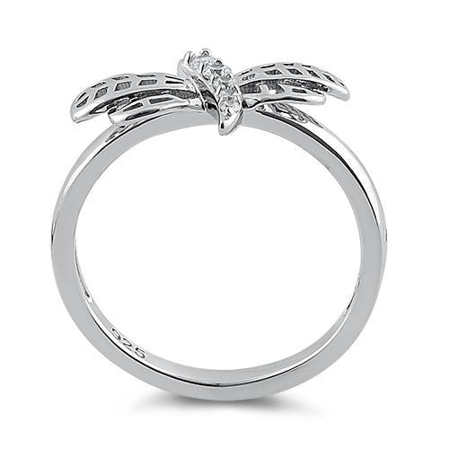 Sterling Silver Dragon Fly CZ Ring