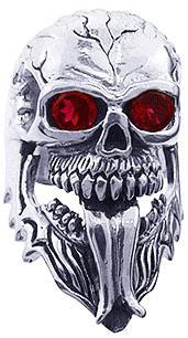 Sterling Silver Exotic Skull Ring with CZ Eyes