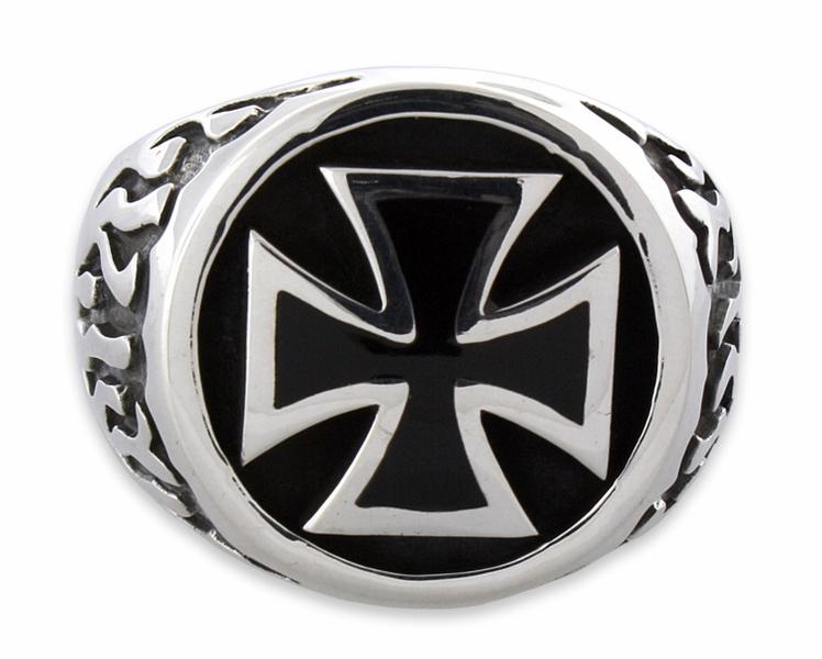 Sterling Silver Flaming Iron Cross Ring
