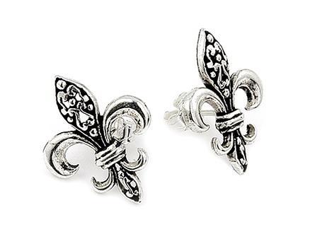Sterling Silver Fleur de Lis Stud Earrings