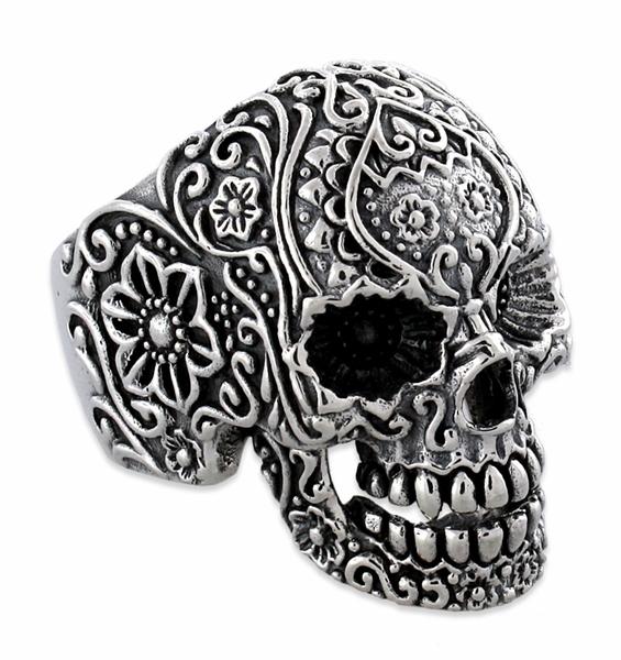 Sterling Silver Garden Skull Ring
