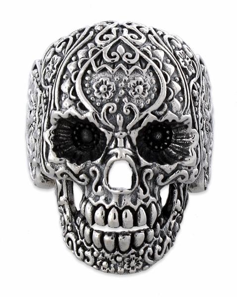Sterling Silver Garden Skull Ring