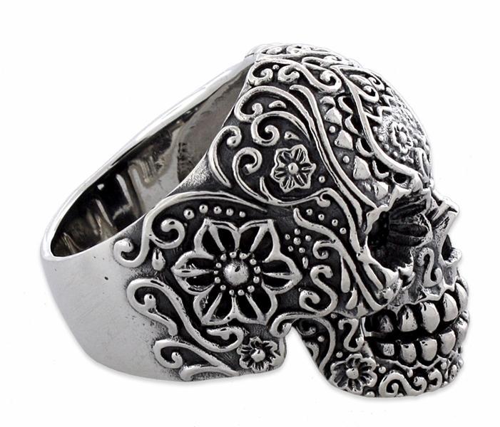 Sterling Silver Garden Skull Ring