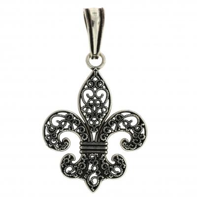 Sterling Silver Gothic Fleur de Lis Pendant