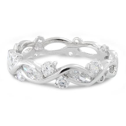 Sterling Silver Infinity Marquise Round Clear CZ Ring