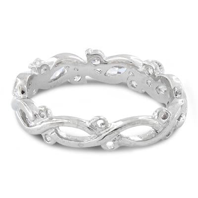 Sterling Silver Infinity Marquise Round Clear CZ Ring