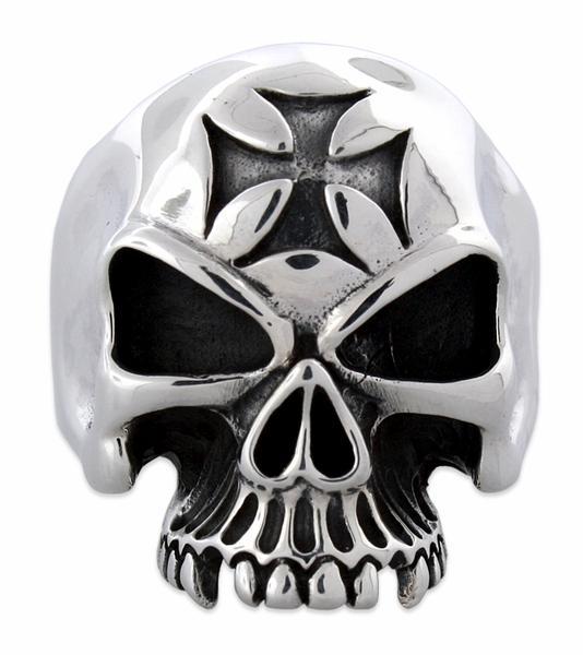 Sterling Silver Iron Cross Skull Ring
