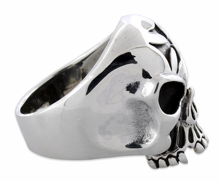 Sterling Silver Iron Cross Skull Ring