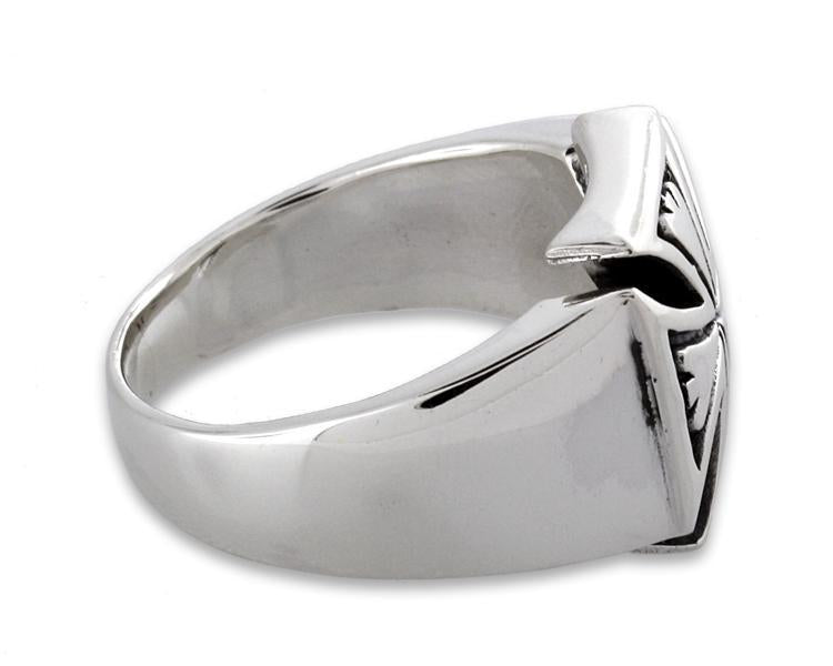 Sterling Silver Iron Cross with Spade Ring