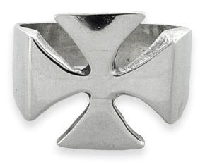 Sterling Silver Iron Maltese Cross Men's Ring