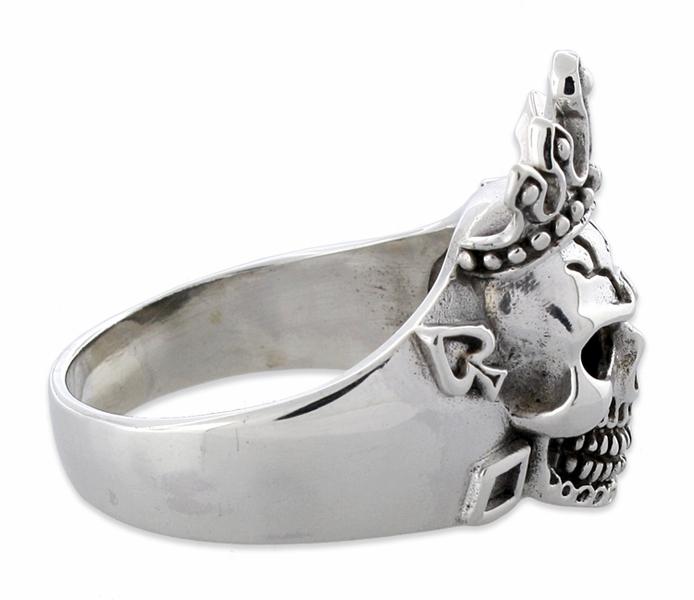 Sterling Silver King of Cards Skull Ring