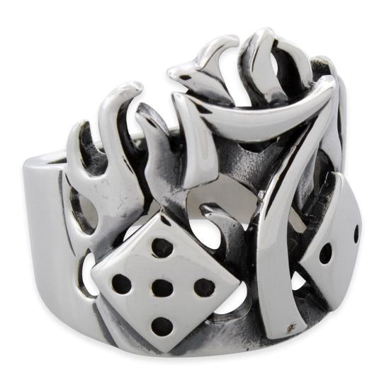 Sterling Silver Lucky 7 Fire Dice Ring
