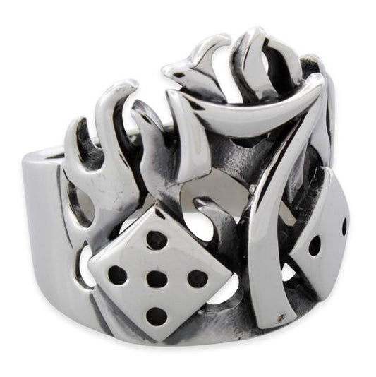 Sterling Silver Lucky 7 Fire Dice Ring