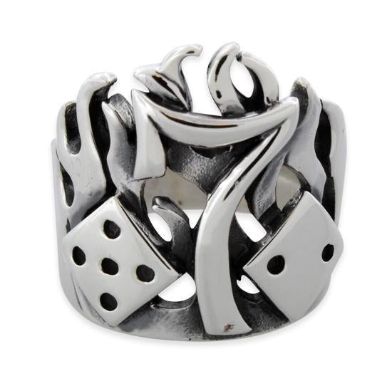 Sterling Silver Lucky 7 Fire Dice Ring
