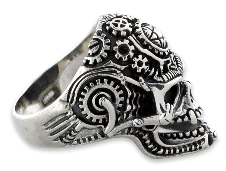 Sterling Silver Mechanical Skull Ring