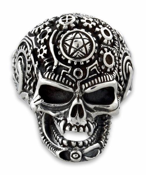 Sterling Silver Mechanical Skull Ring