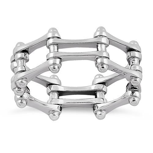 Sterling Silver Motorcycle Chain Ring