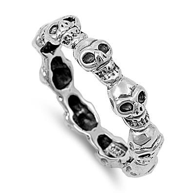 Sterling Silver Multi Skull Ring