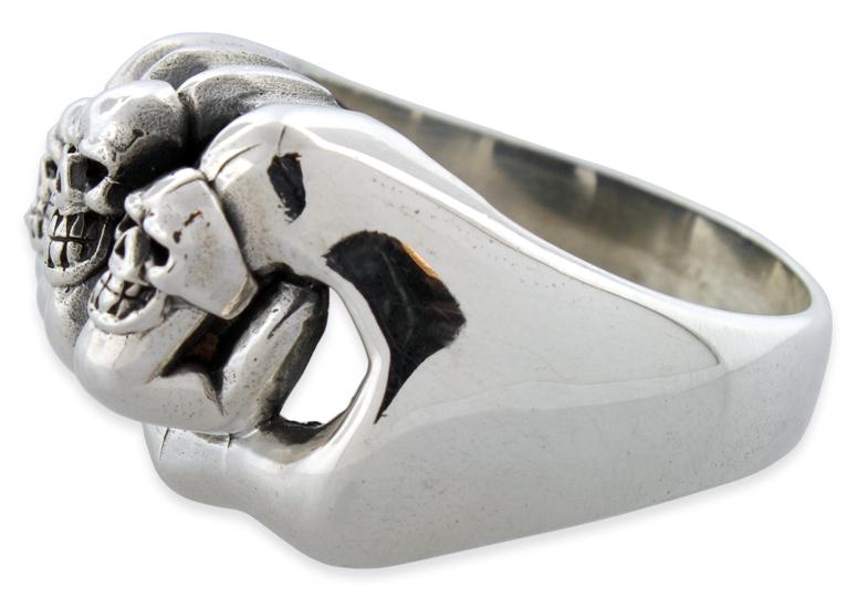 Sterling Silver Multiple Skull Fist Ring