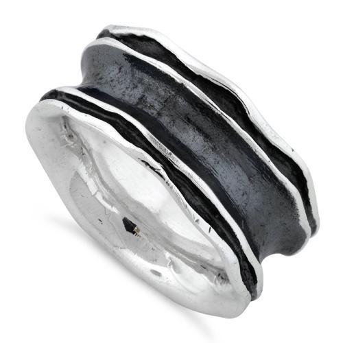 Sterling Silver Oxidized Wavey Thick Ring