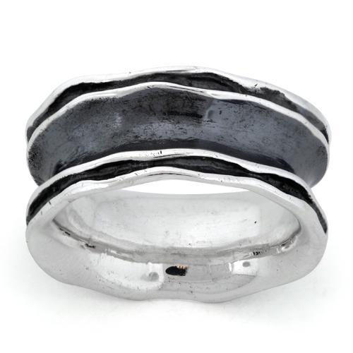 Sterling Silver Oxidized Wavey Thick Ring