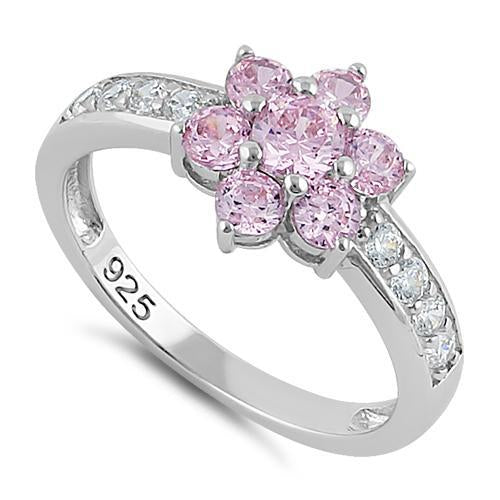 Sterling Silver Pink Plumeria Flower Ring