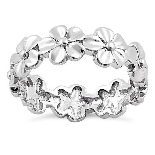 Sterling Silver Plumeria Eternity Ring