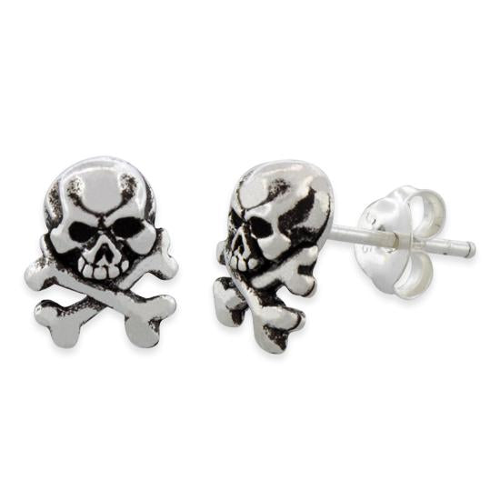 Sterling Silver Poison Skull Earrings