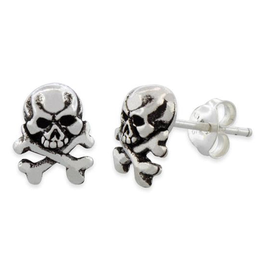 Sterling Silver Poison Skull Earrings