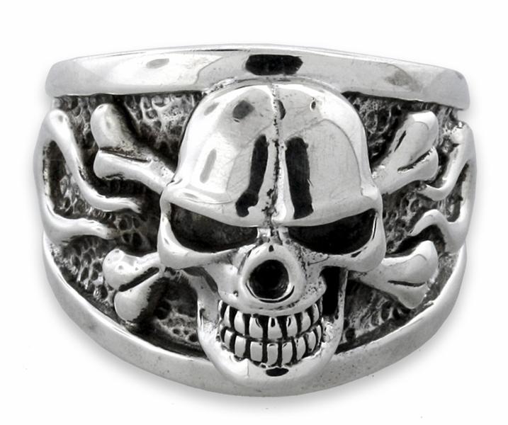 Sterling Silver Poison Skull with Fire Ring