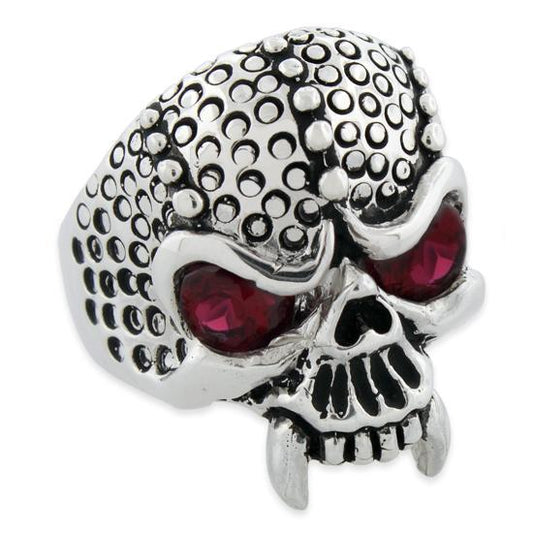 Sterling Silver Predator Skull Ring w/ Cubic Zirconia