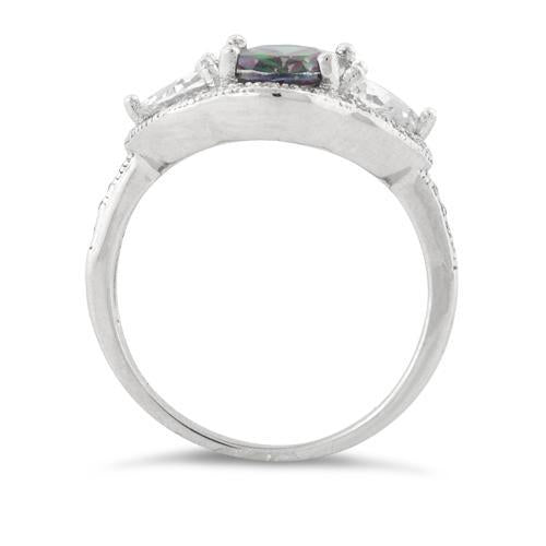Sterling Silver Round Rainbow Topaz CZ Ring