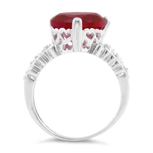Sterling Silver Ruby Heart CZ Ring