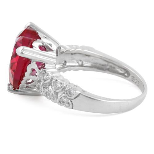 Sterling Silver Ruby Heart CZ Ring