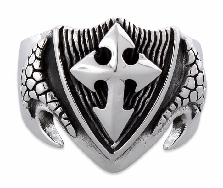 Sterling Silver Scale Cross Ring