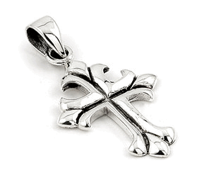 Sterling Silver Semi Fleur de Lis Cross