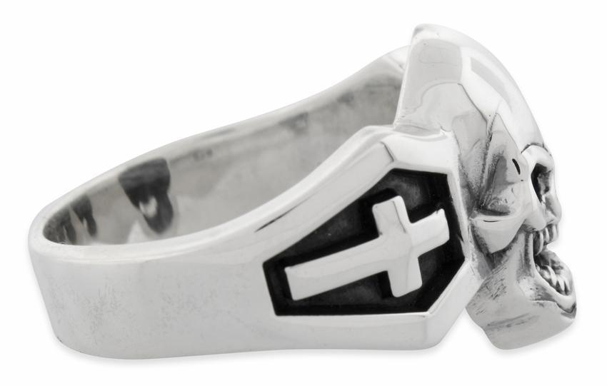 Sterling Silver Skull Cross Sides Ring